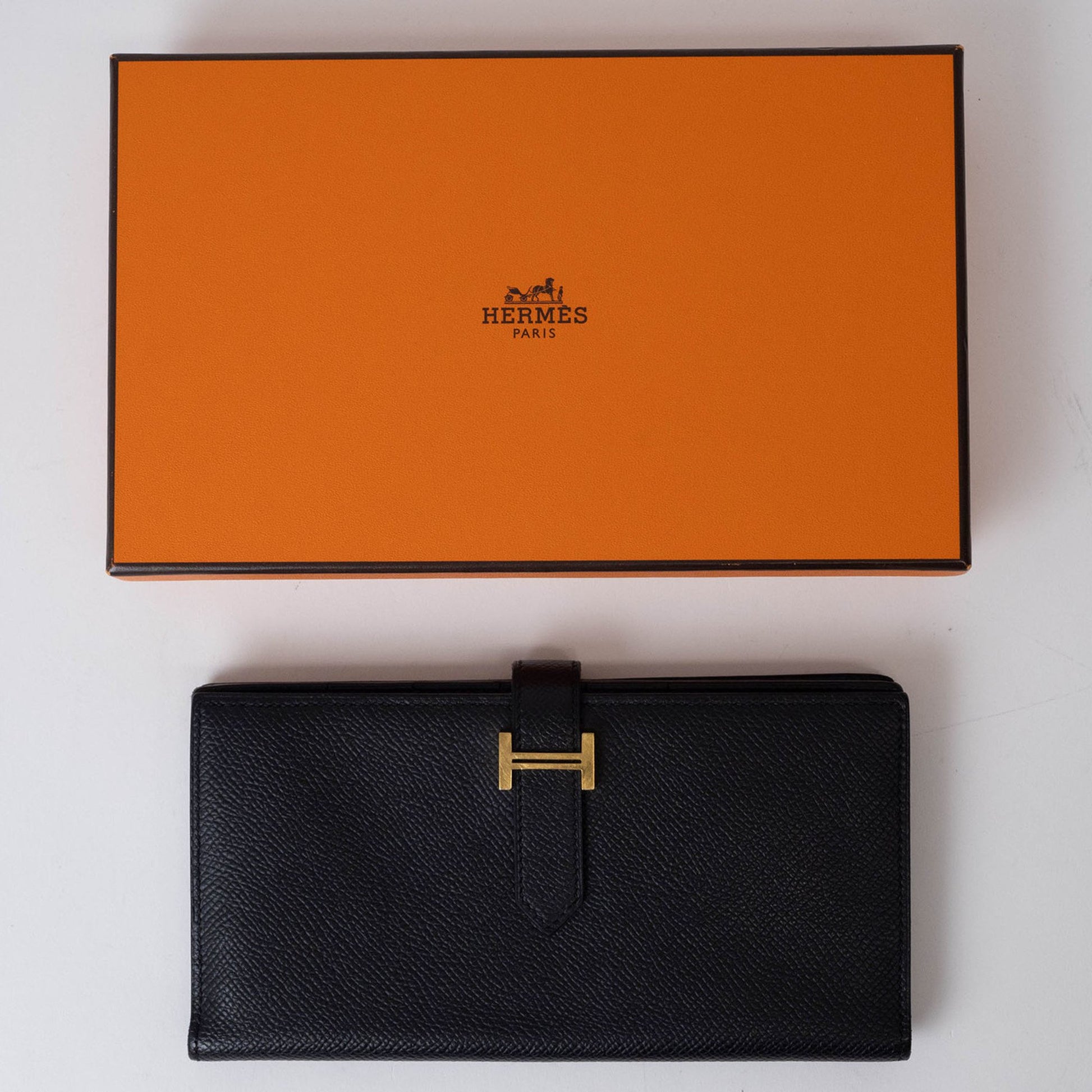 Hermès Béarn, Black, Leather, wallet