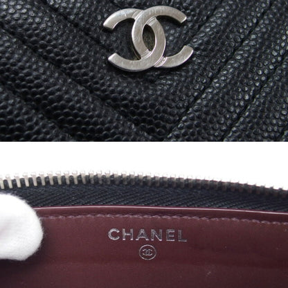 Chanel V-Stich, Black, Leather, wallet