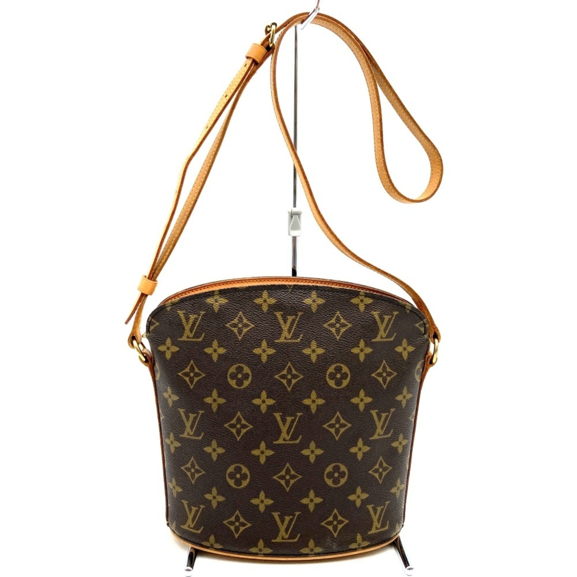 Louis Vuitton Drouot, Brown, Canvas, shoulder