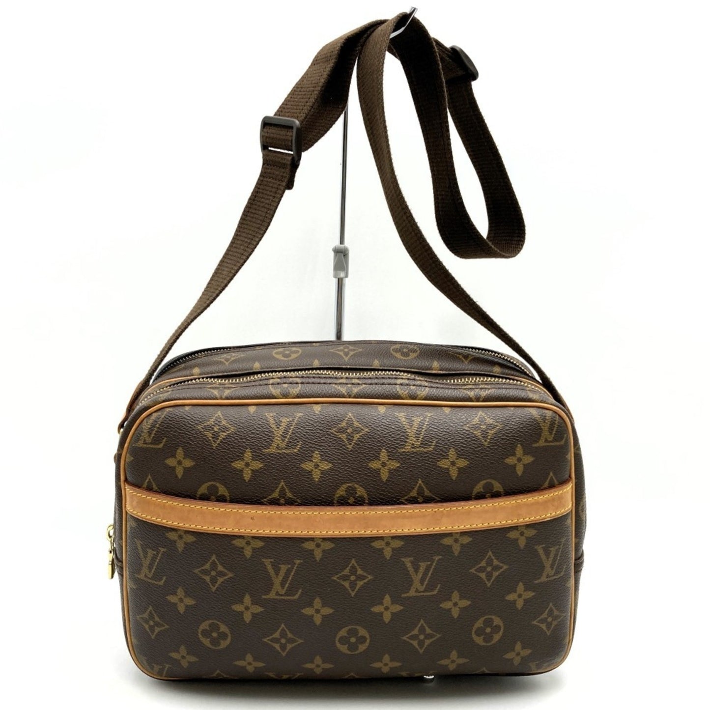 Louis Vuitton Reporter pm, Brown, Canvas, shoulder