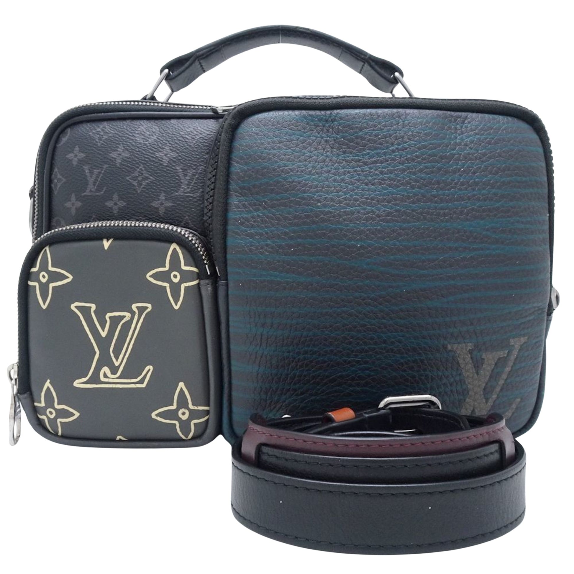 Louis Vuitton Messenger, Black, Canvas, handbag