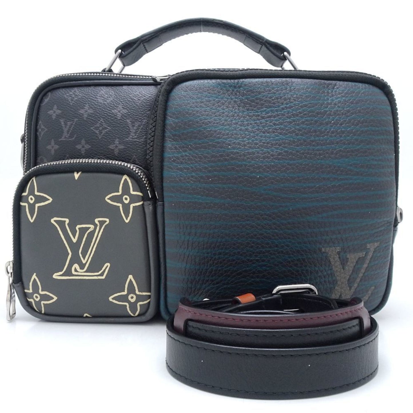 Louis Vuitton Messenger, Black, Canvas, handbag