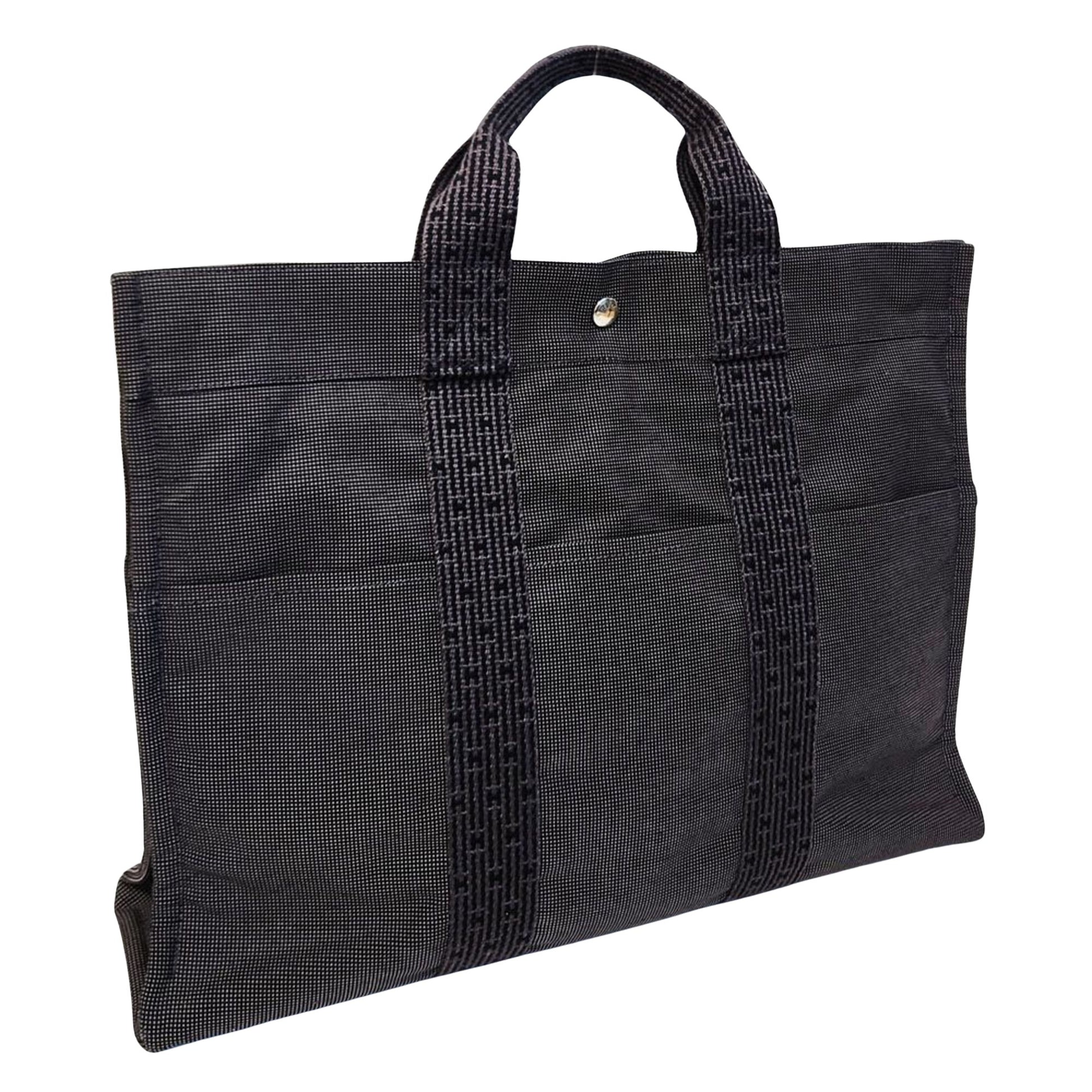 Hermès Herline, Grey, Canvas, tote