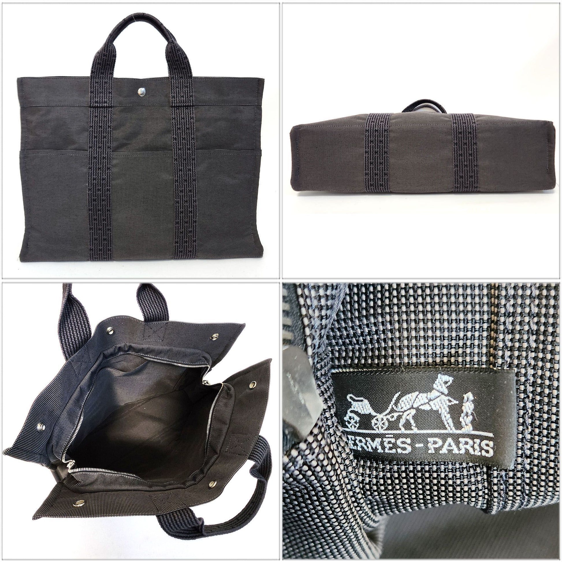 Hermès Herline, Grey, Canvas, tote
