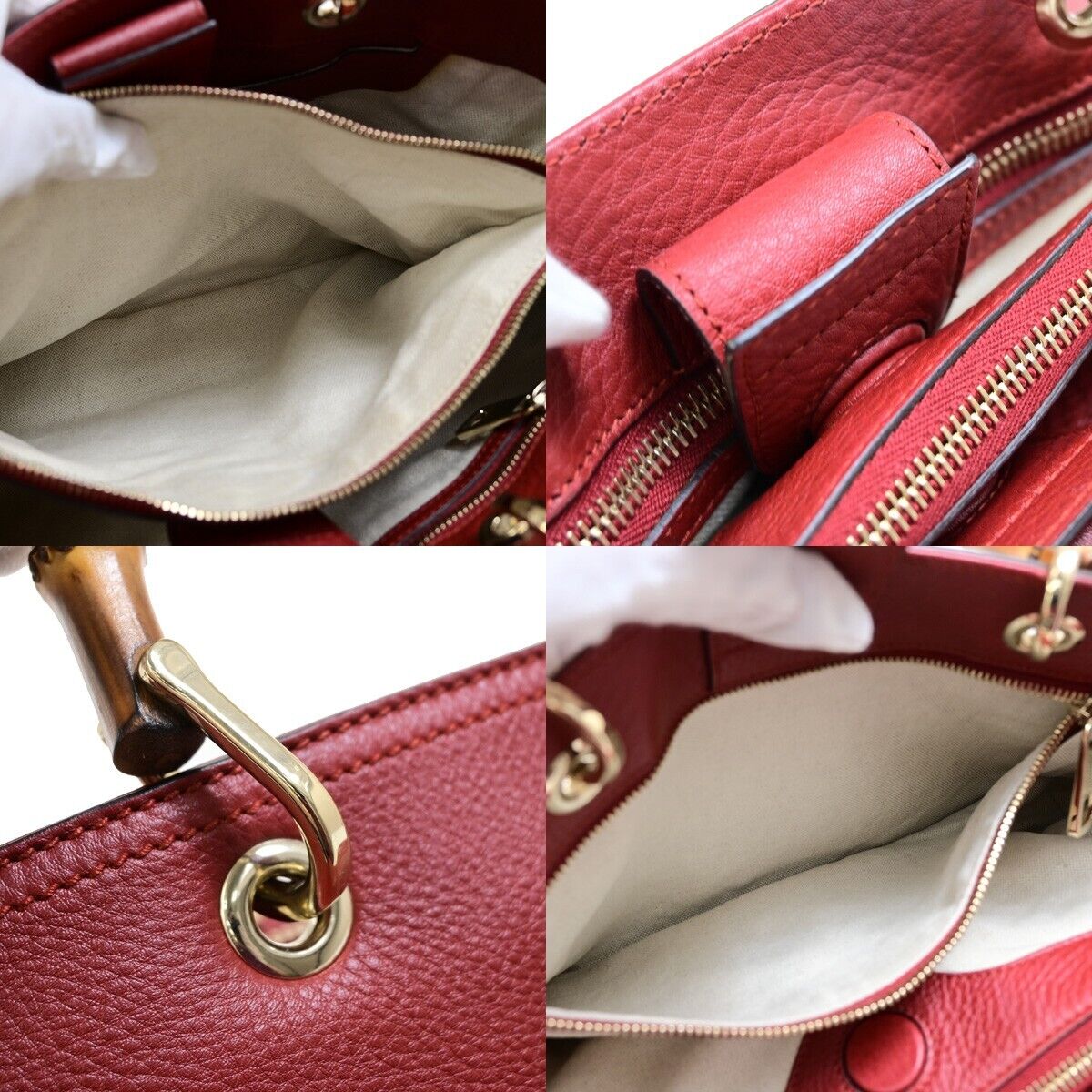 Gucci Bamboo, Red, Leather, handbag