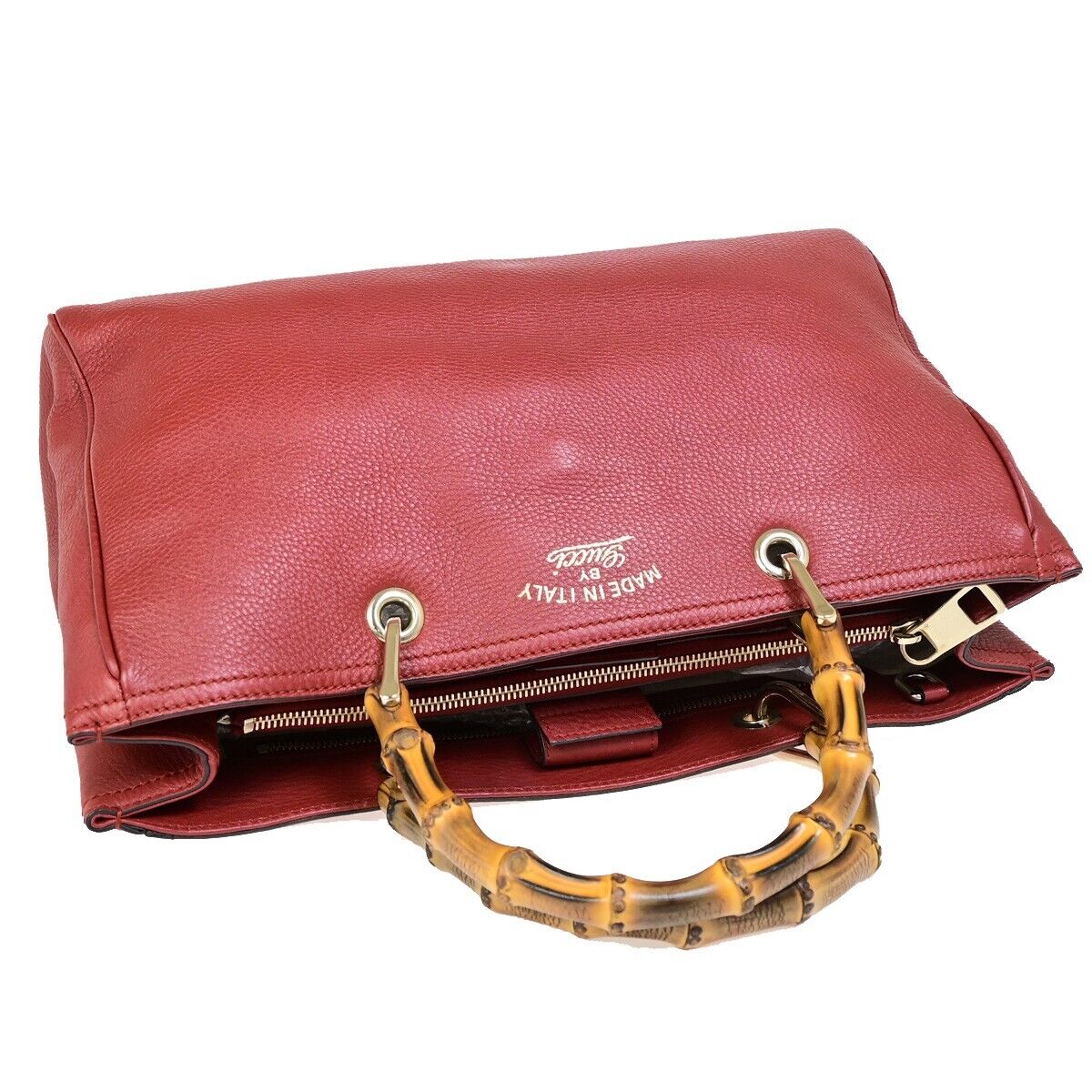 Gucci Bamboo, Red, Leather, handbag