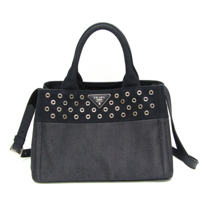Prada Canapa, Navy, Leather, handbag