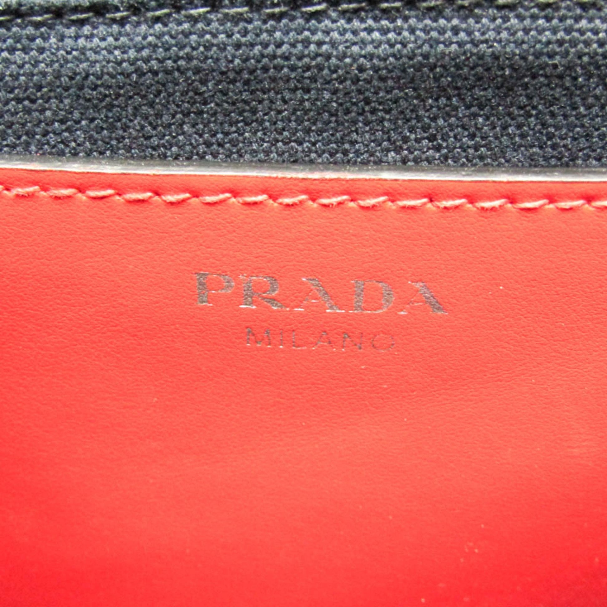 Prada Canapa, Navy, Leather, handbag
