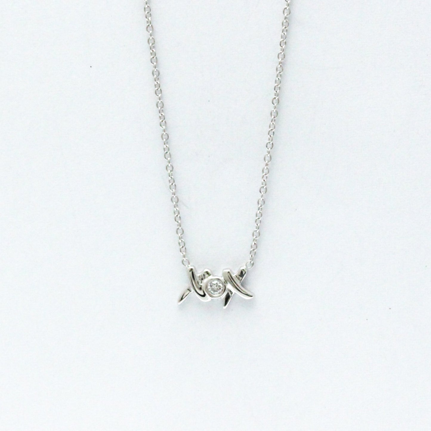 Tiffany & Co Kiss, Silver, White Gold, necklace