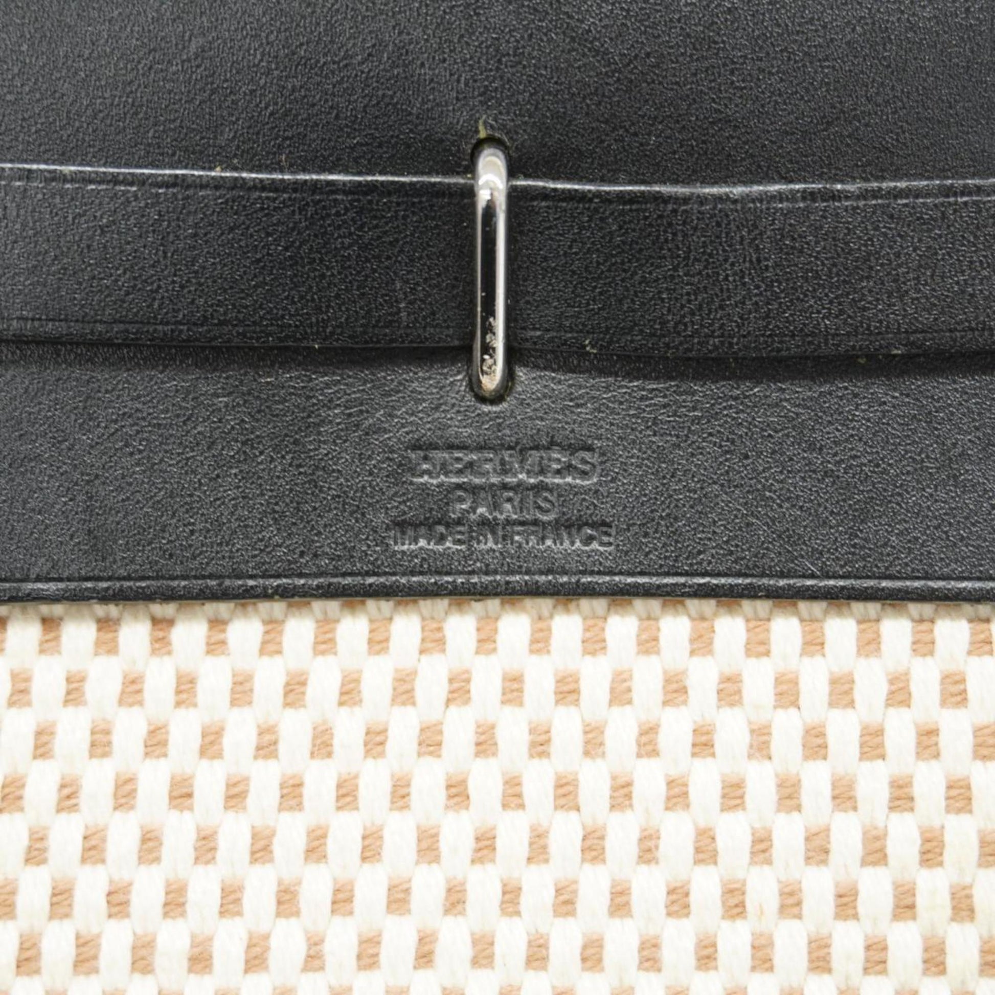 Hermès Herbag, Beige, Canvas, shoulder