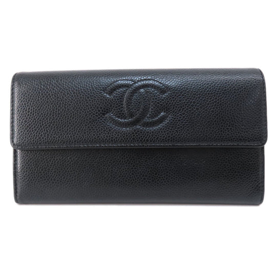 Chanel Logo CC, Black, Leather, wallet