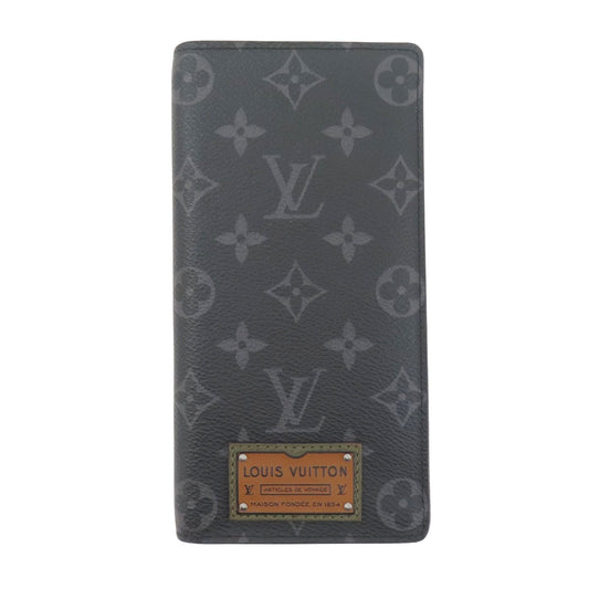 Louis Vuitton Portefeuille Brazza, Black, Canvas, wallet