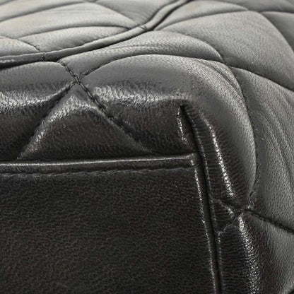 Chanel Vintage Chain Tote Quilted Lambskin, Black, Leather, Tote Bag