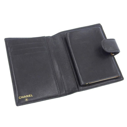Chanel Coco Mark, Black, Leather, wallet