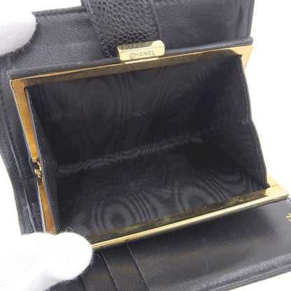 Chanel Coco Mark, Black, Leather, wallet