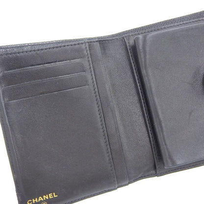 Chanel Coco Mark, Black, Leather, wallet