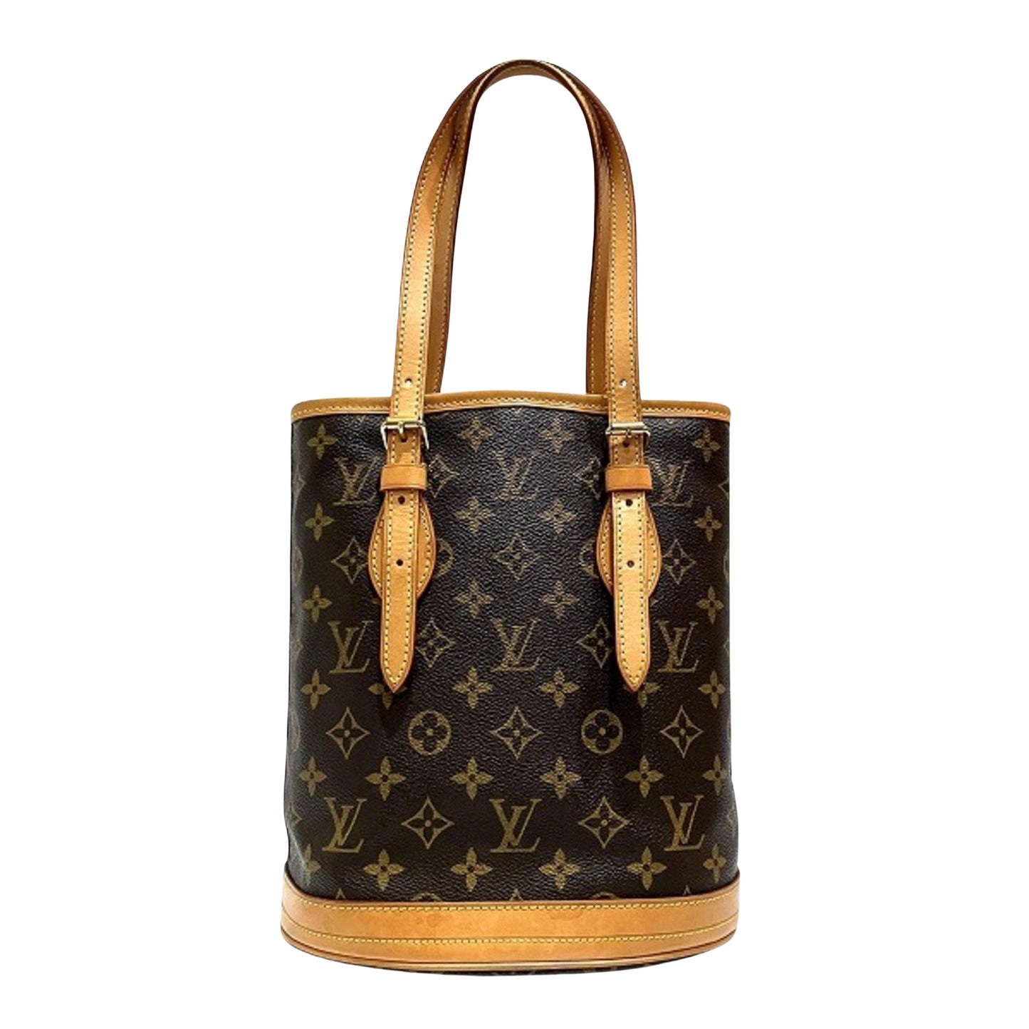 Louis Vuitton Bucket PM, Brown, Canvas, shoulder