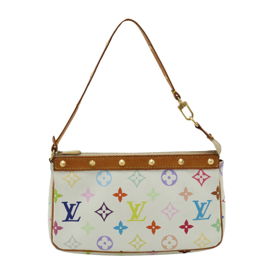 Louis Vuitton Pochette Accessoire, White, Canvas, clutch