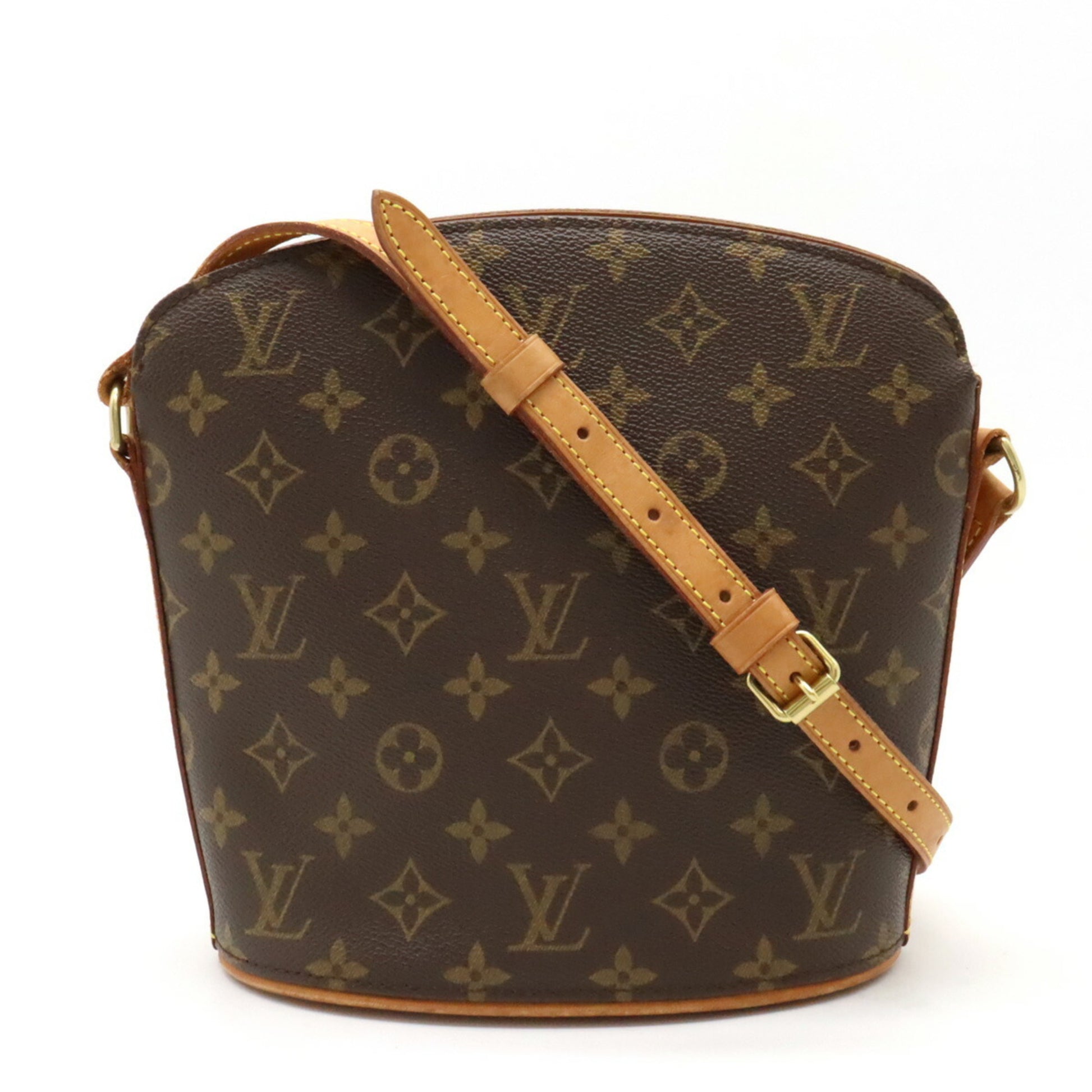 Louis Vuitton Drouot, Brown, Canvas, shoulder