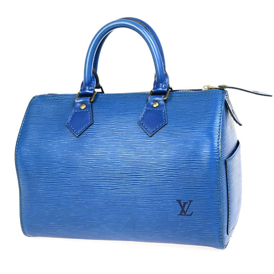 Louis Vuitton Speedy 25, Blue, Leather, handbag