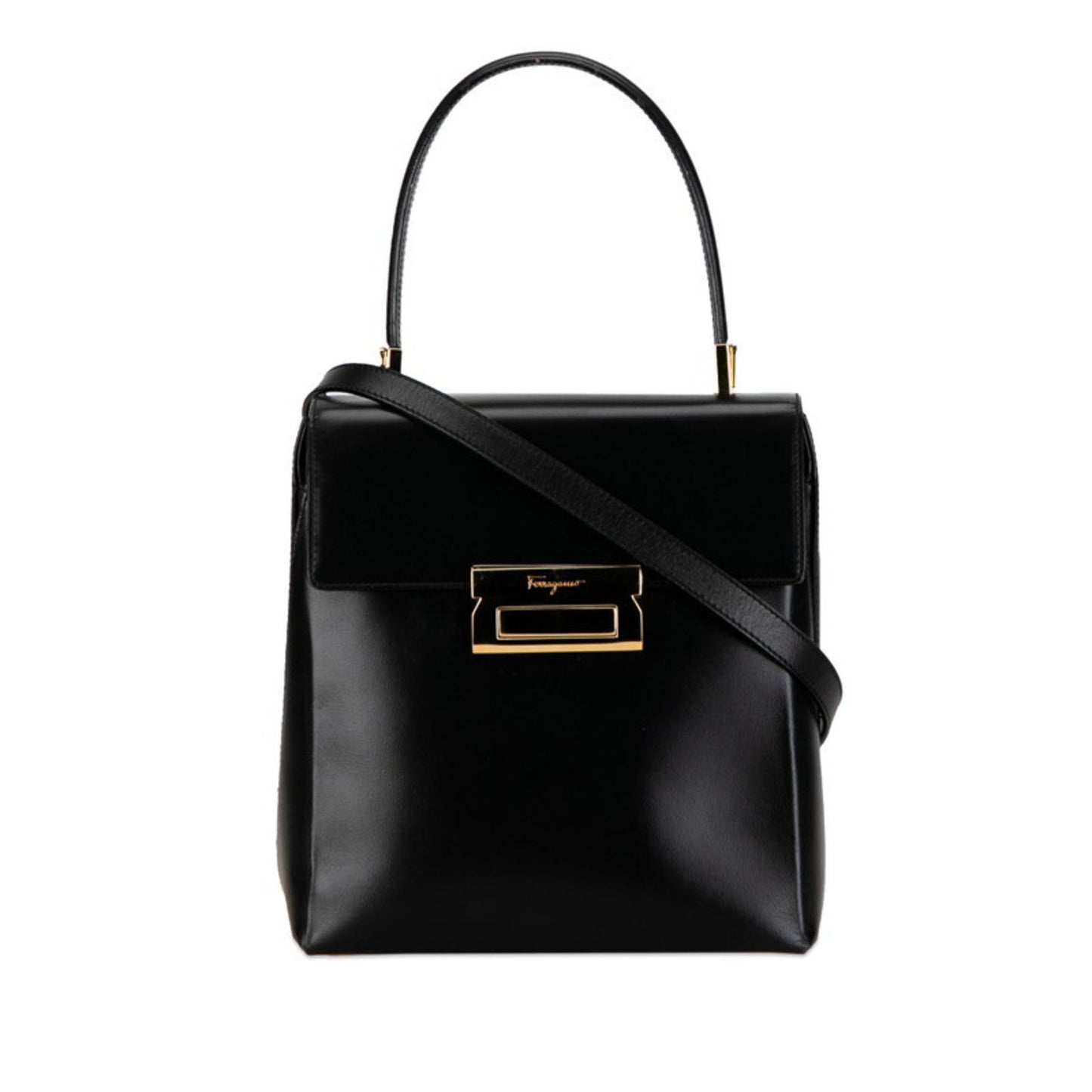 Salvatore Ferragamo, Black, Leather, shoulder