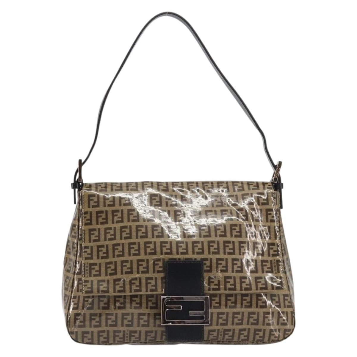 Fendi Mamma Baguette Zucchino canvas, Brown, Canvas, Shoulder Bag