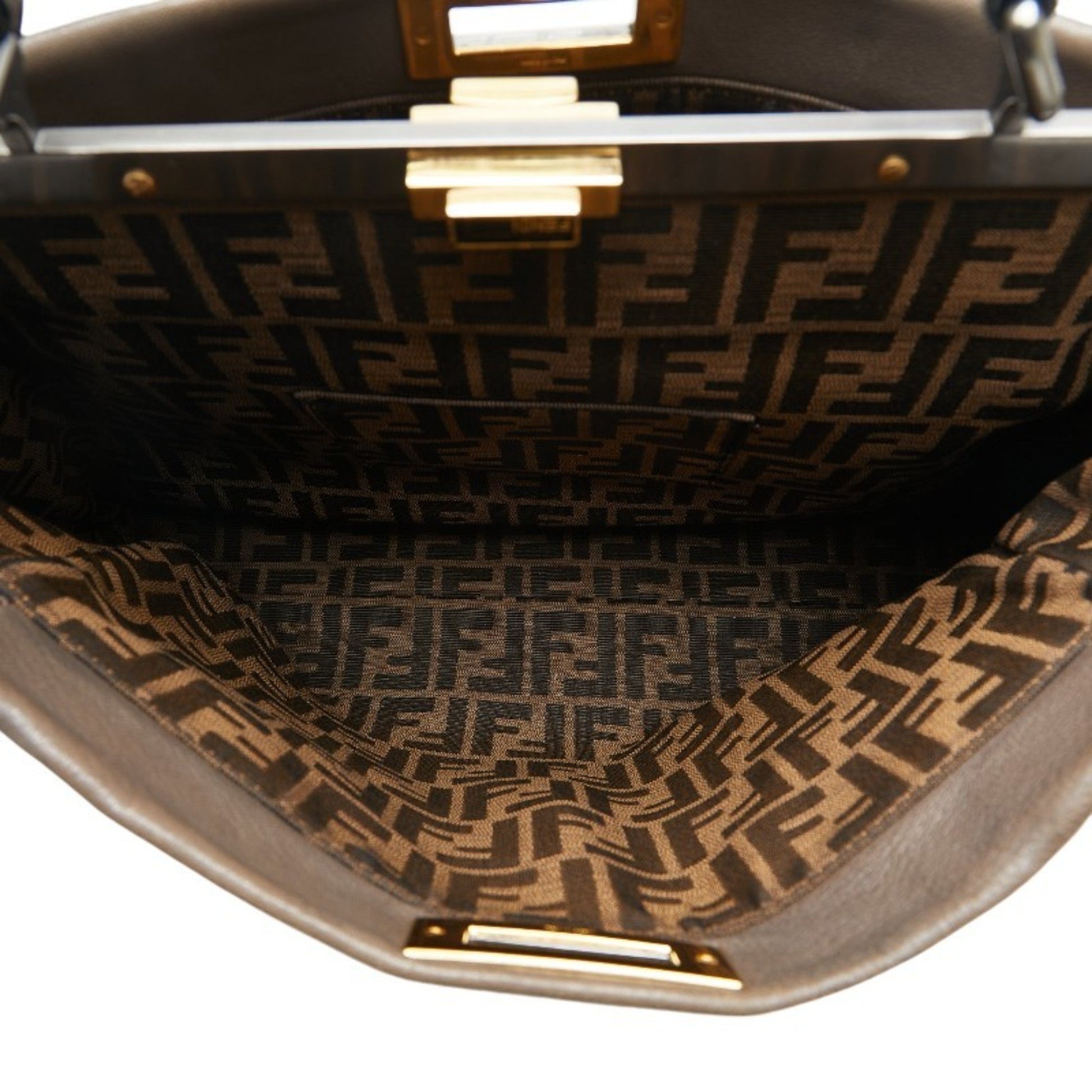 Fendi Peekaboo, Grey, Leather, handbag