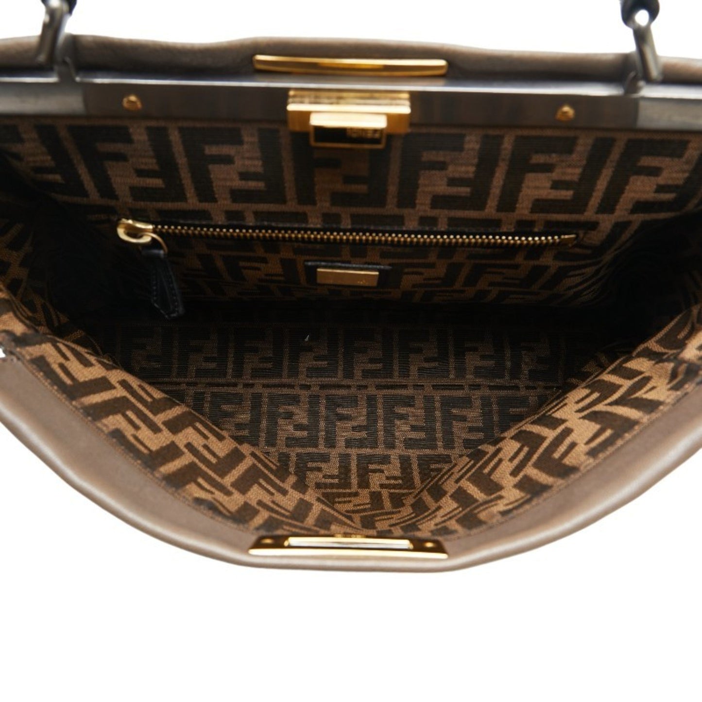 Fendi Peekaboo, Grey, Leather, handbag