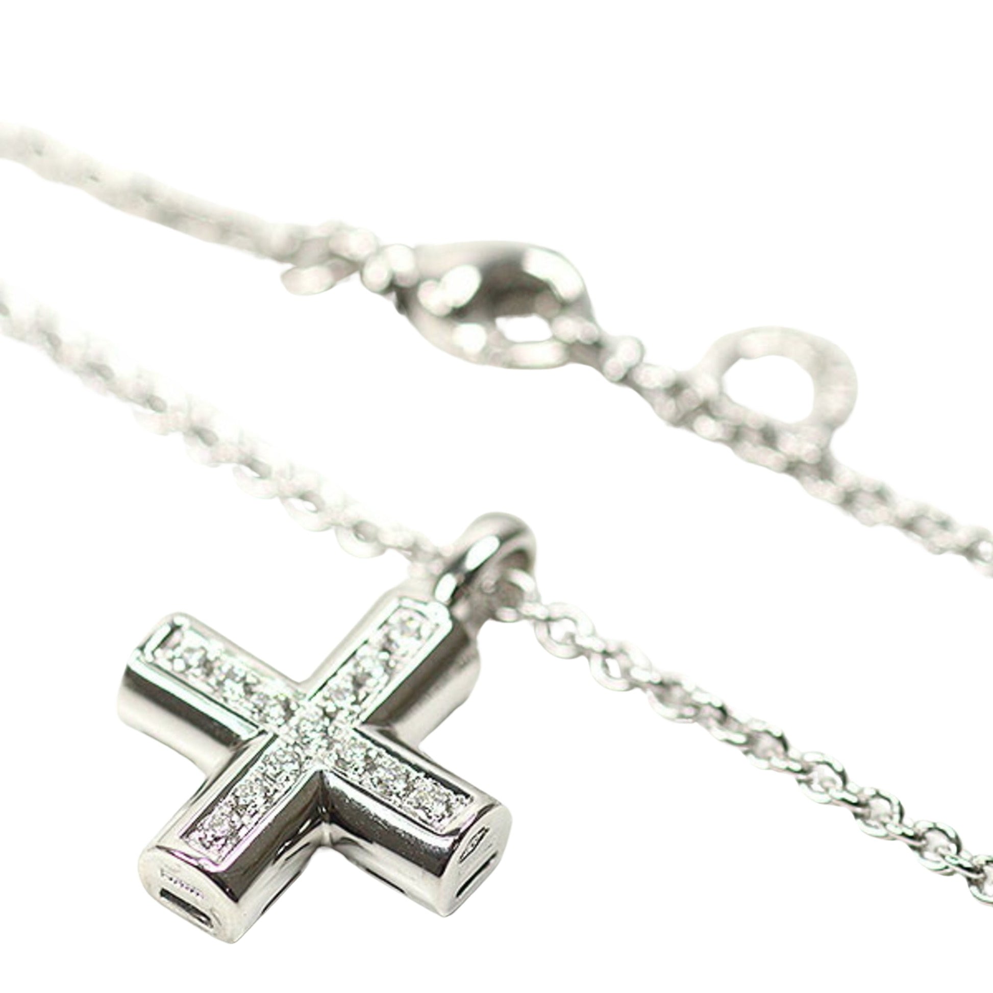 Bulgari Latin Cross Necklace, Silver, White Gold, necklace