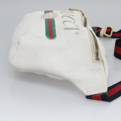 Gucci Logo Belt Leather with Enamel Buckle, White, Leather, Belt