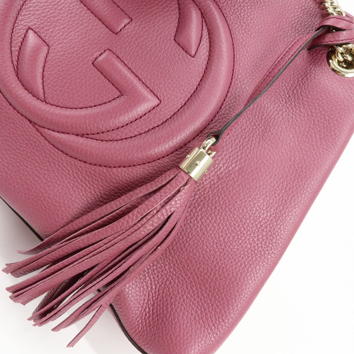 Gucci Soho Chain Strap Leather, Purple, Leather, Shoulder Bag