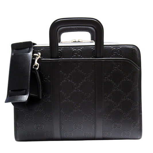 Gucci GG embossé, Black, Leather, briefcase