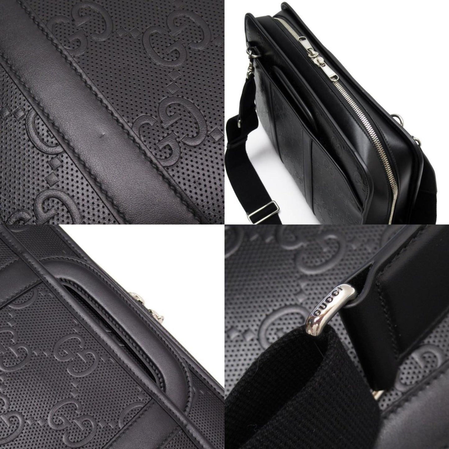 Gucci GG embossé, Black, Leather, briefcase