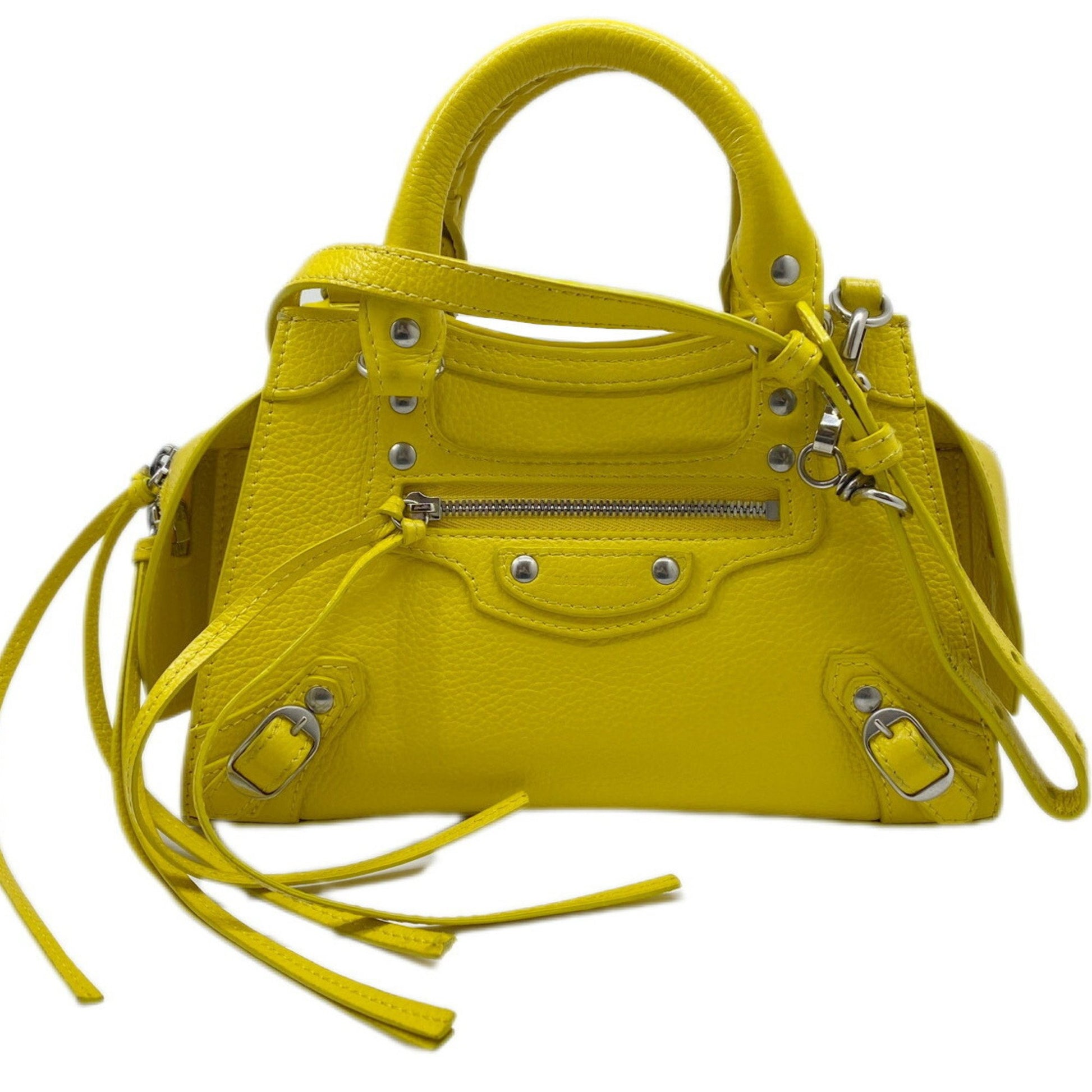 Balenciaga City, Yellow, Leather, handbag