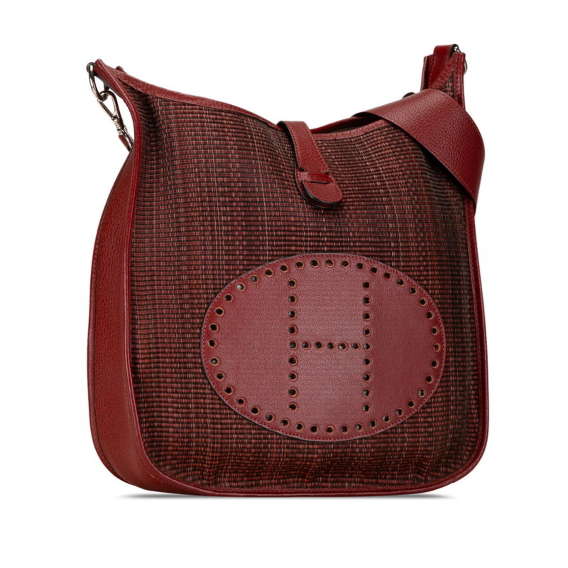 Hermès Evelyn, Burgundy, Canvas, shopper