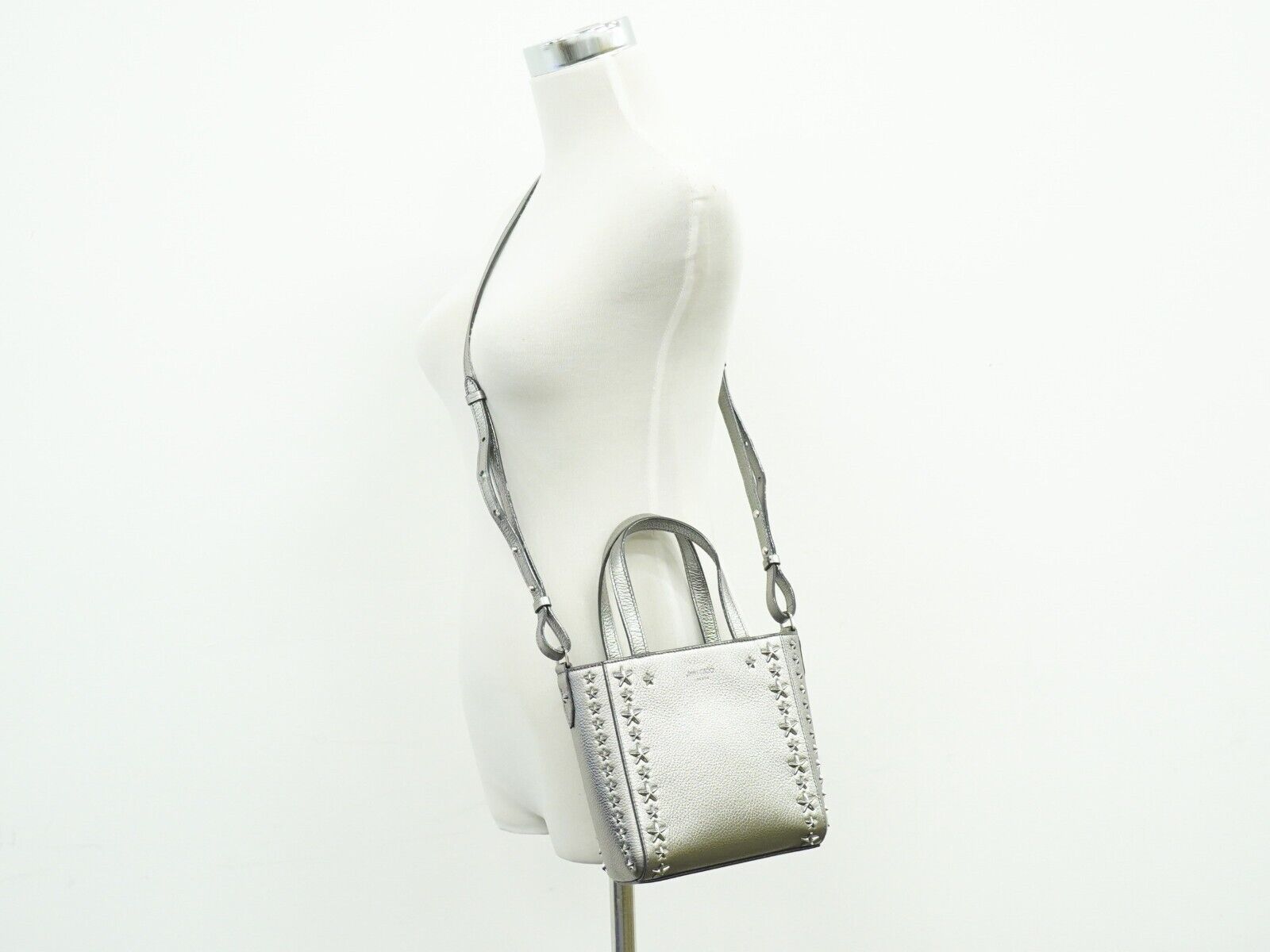 Jimmy Choo Star studs, Silver, Leather, handbag