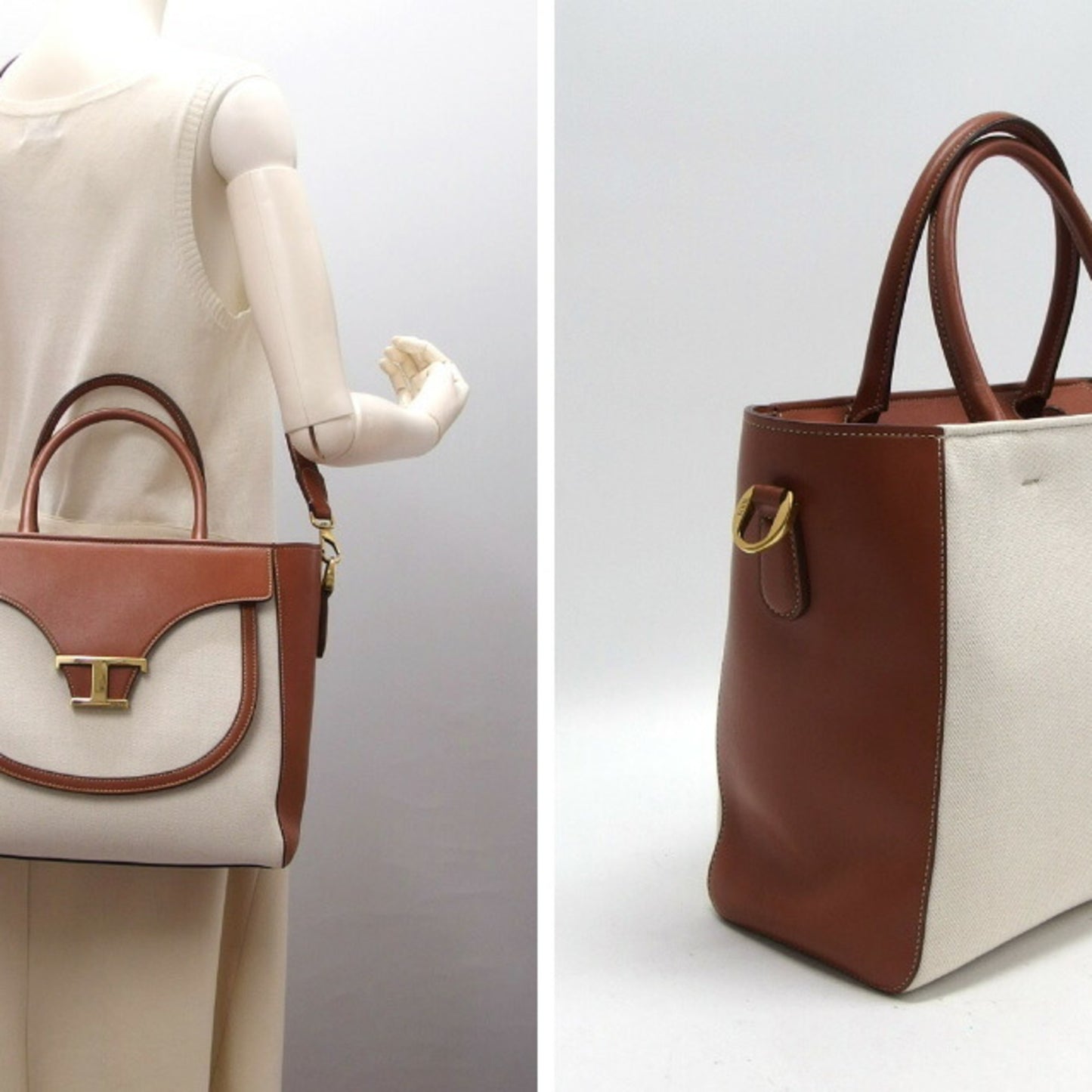 TOD'S -, Brown, Canvas, tote