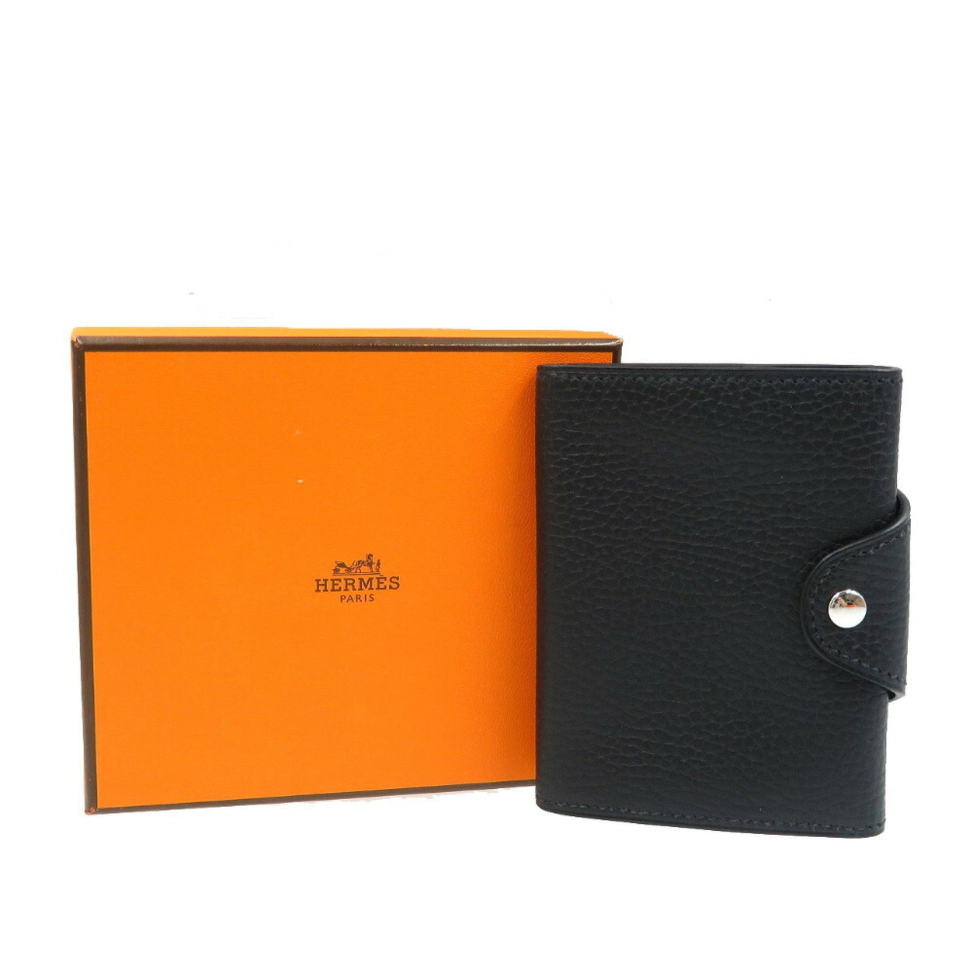 Hermès --, Black, Leather, wallet