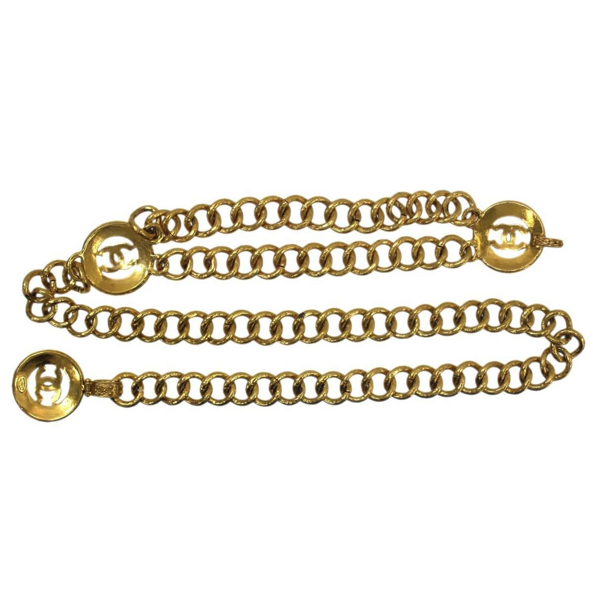 Chanel Coco Mark, Gold, Metal, belt