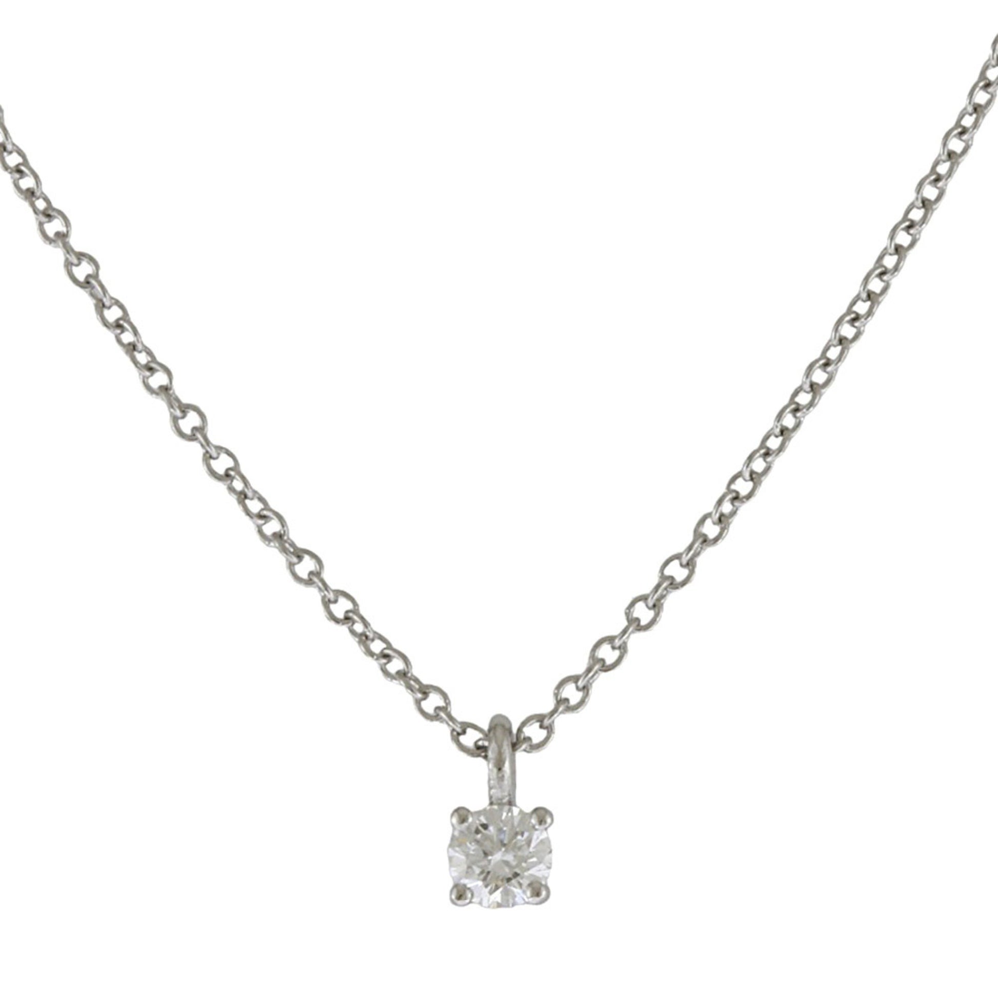 Tiffany & Co Solitaire, Silver, Platinum, necklace