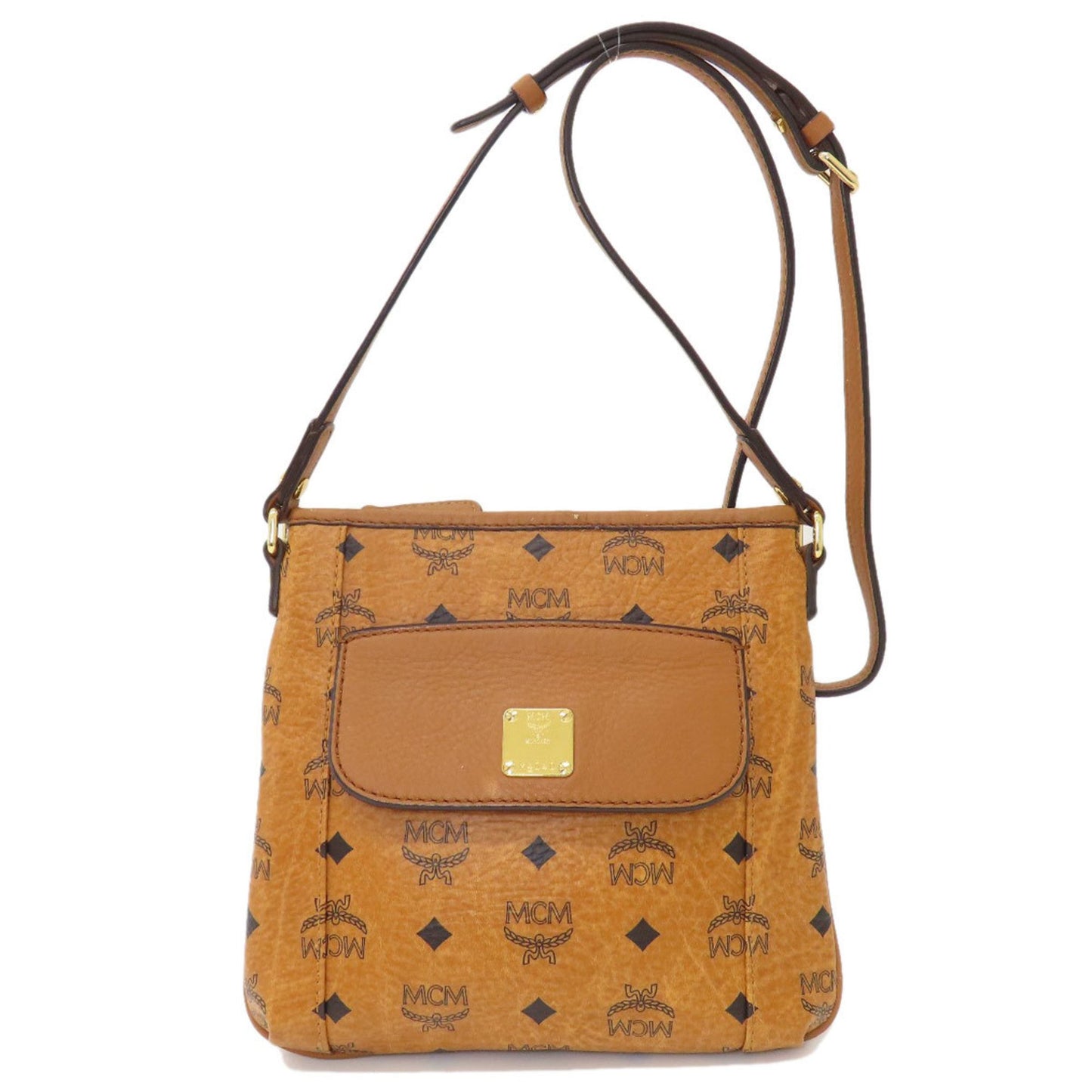 MCM Visetos, Brown, Leather, shoulder