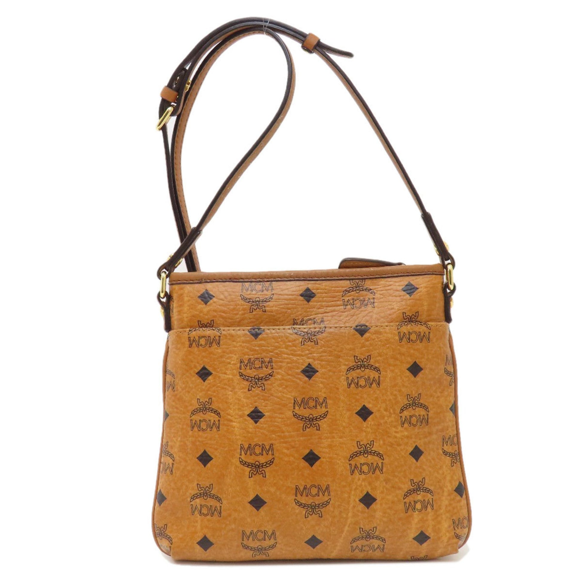 MCM Visetos, Brown, Leather, shoulder