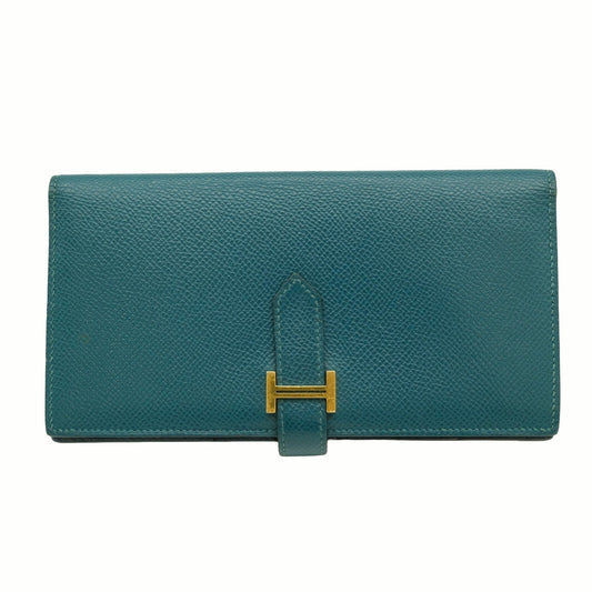 Hermès Béarn, Blue, Leather, wallet