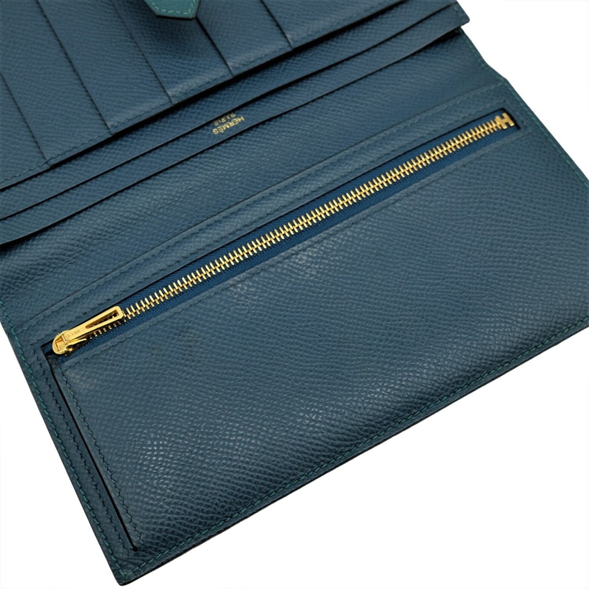 Hermès Béarn, Blue, Leather, wallet