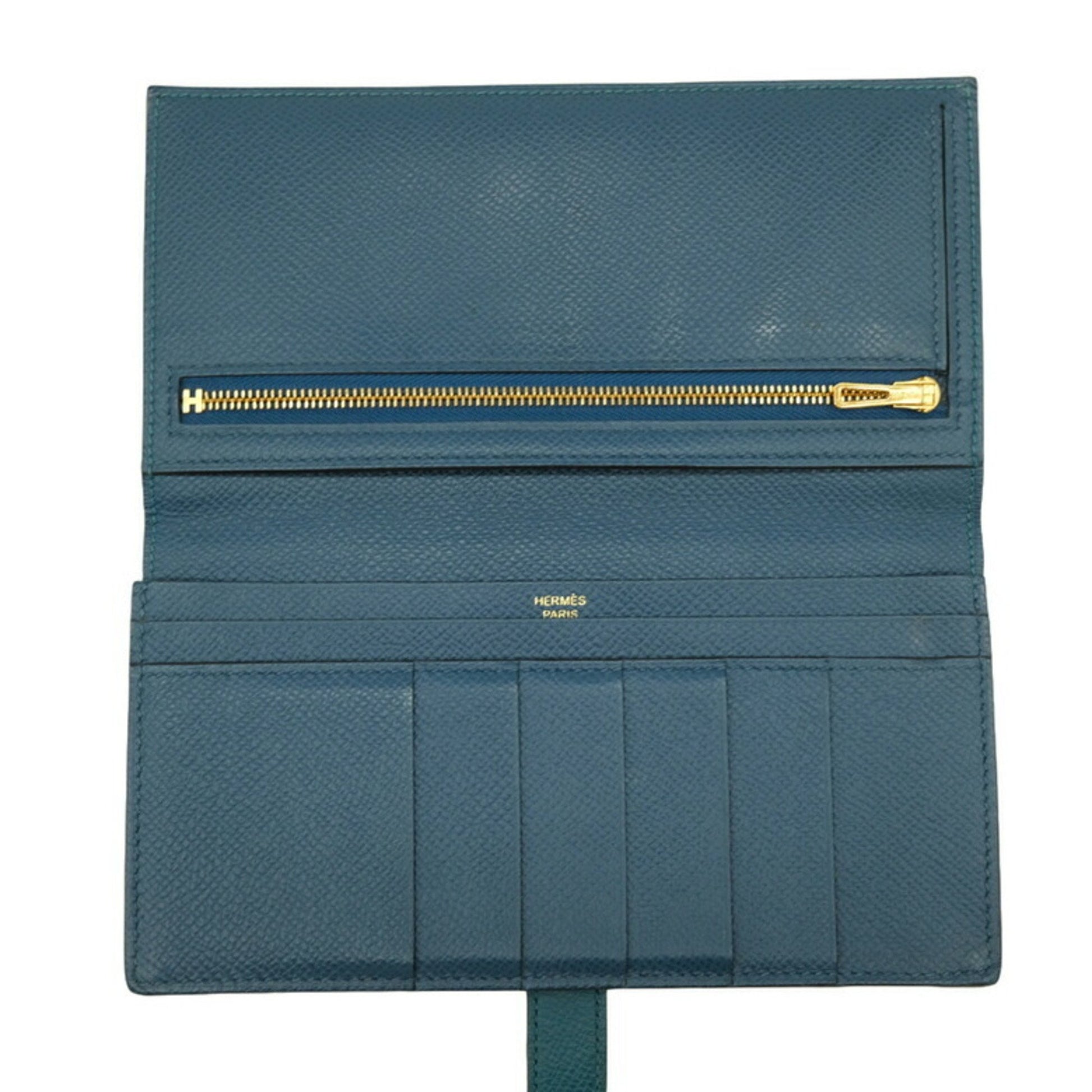 Hermès Béarn, Blue, Leather, wallet