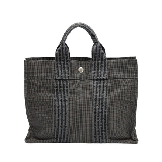 Hermès Herline, Grey, Canvas, handbag