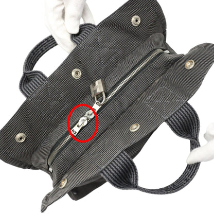 Hermès Herline, Grey, Canvas, handbag