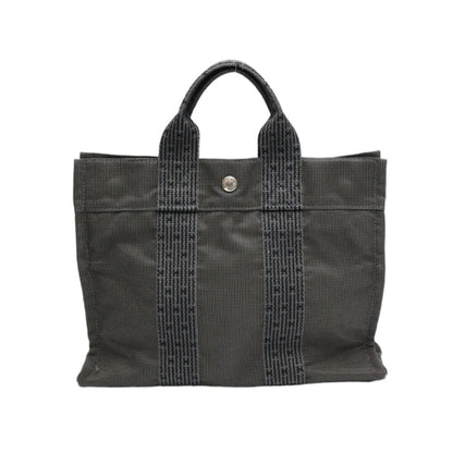 Hermès Herline, Grey, Canvas, handbag