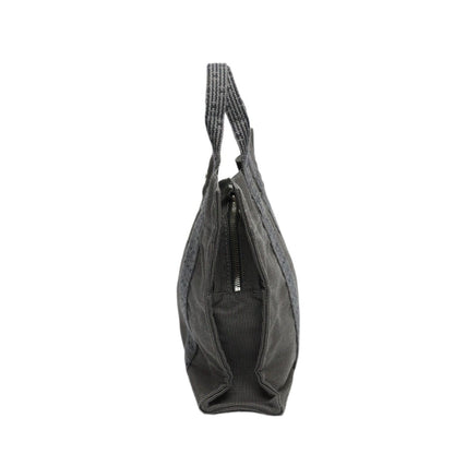 Hermès Herline, Grey, Canvas, handbag