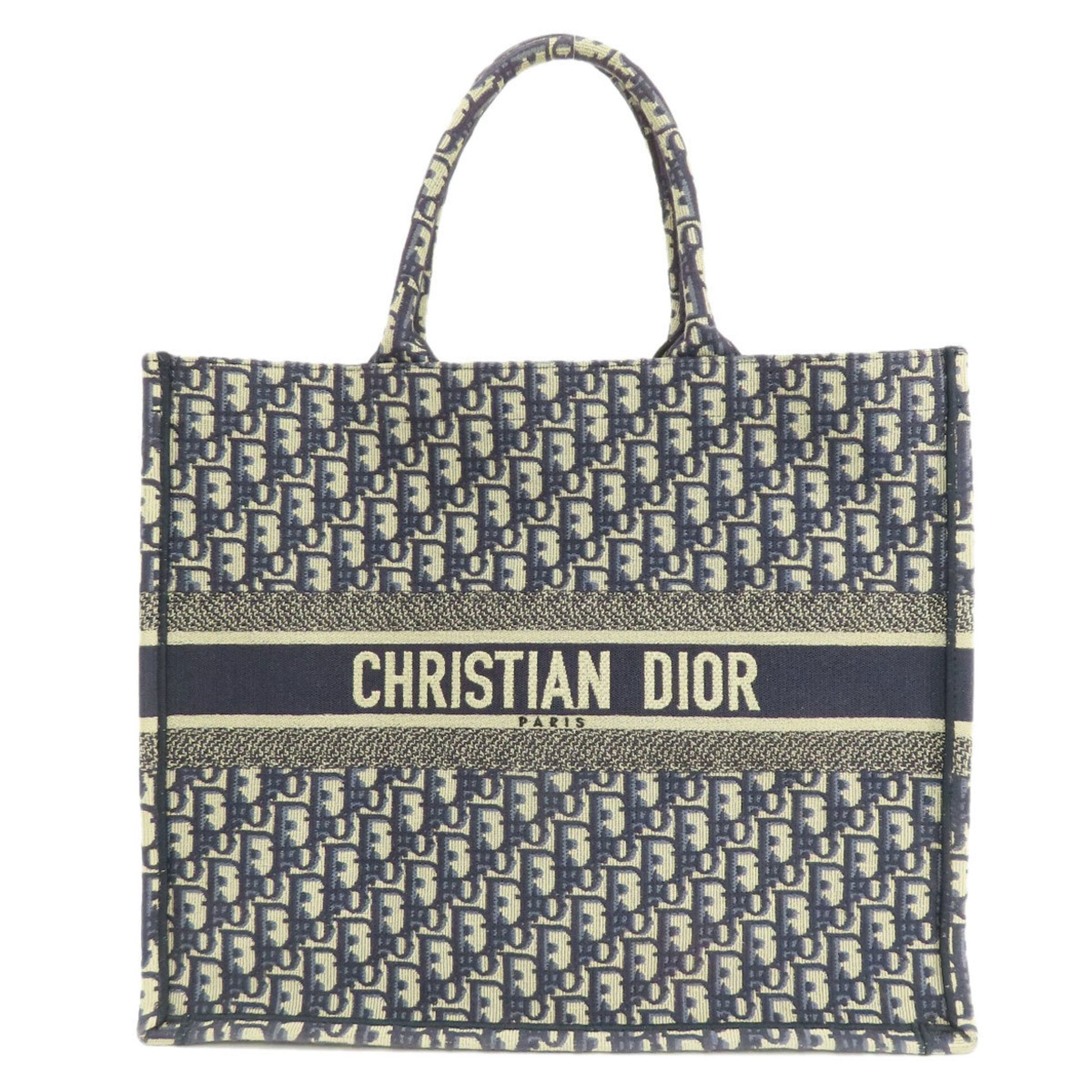 Dior Book Tote, Navy, Canvas, tote